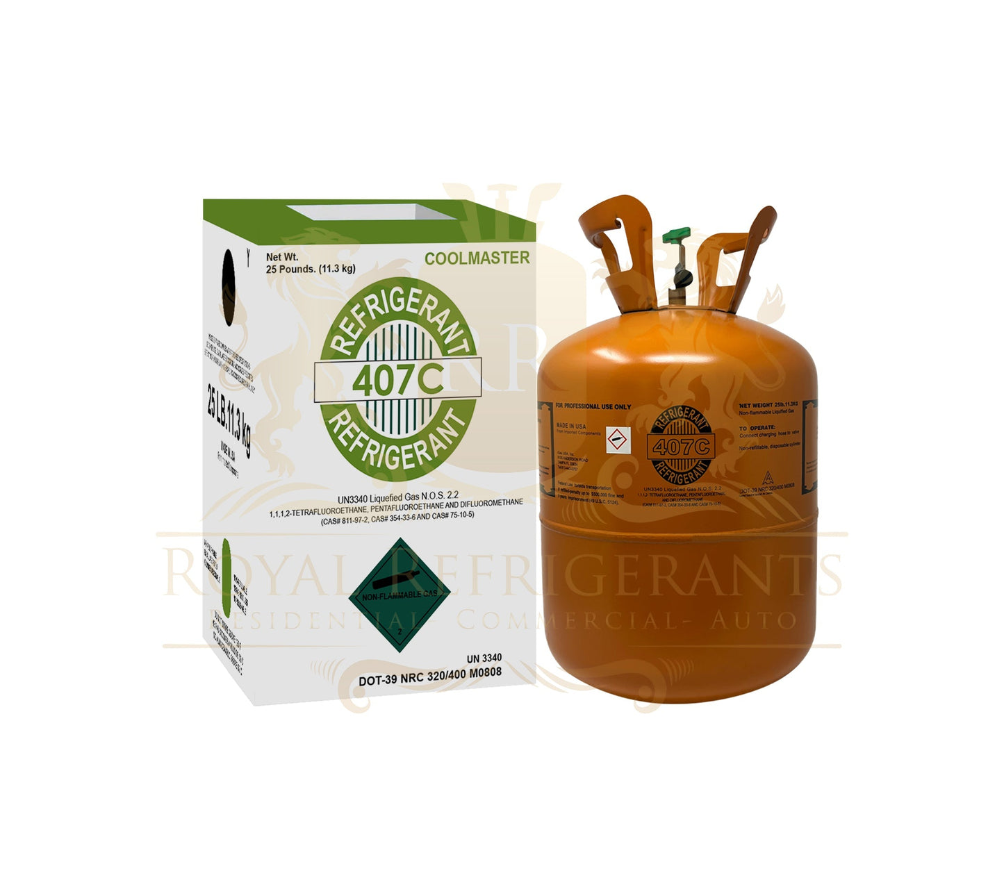 Gas Refrigerante R-407C – 11,3 kg (25 lb) – Nuevo y Sellado